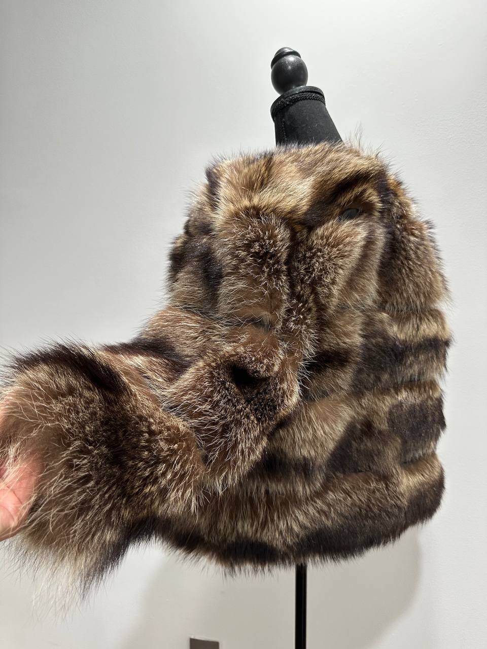 New REAL raccoon FUR SHORT BOMBER Coat Size XL 1109835 HORIZONTAL STYLE