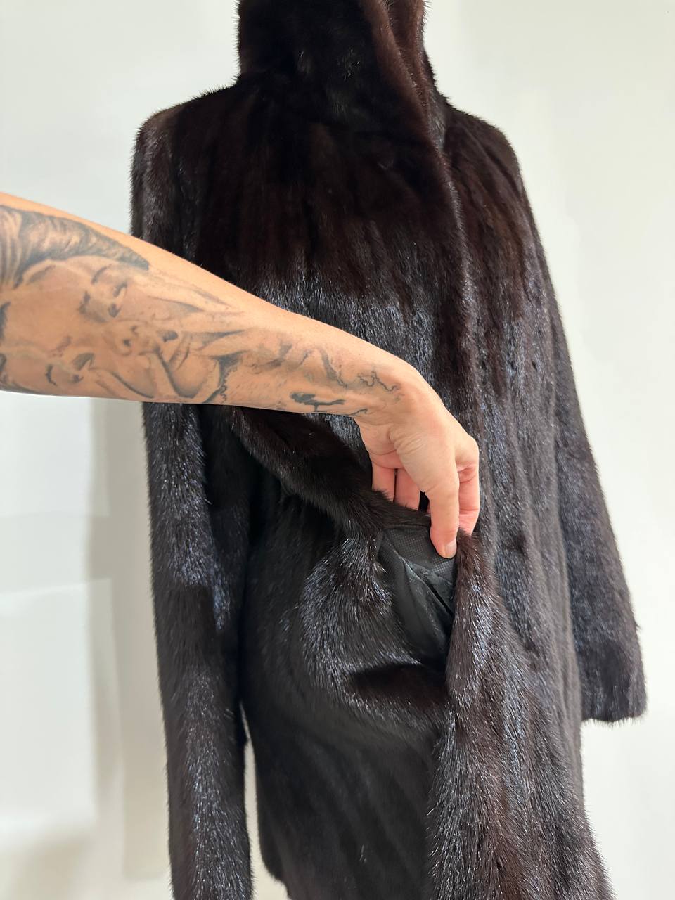 Luxury Womens Real Mink Fur jacket coat 1109828 Long genuine fur size L NEW