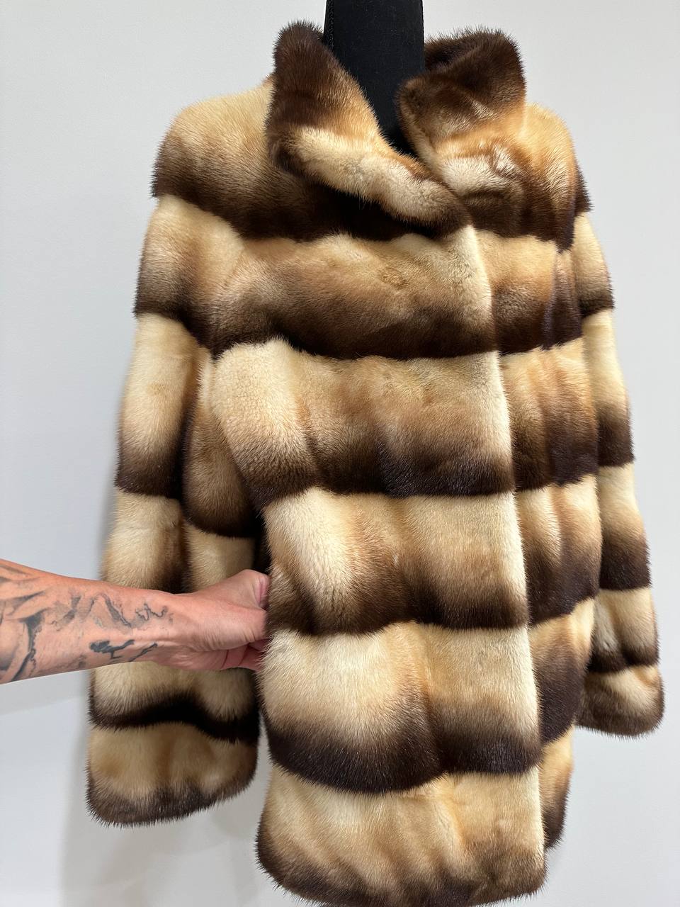 Real Mink FUR SIZE L jacket coat 1201094 genuine LUX FASHION NEW SALE Women