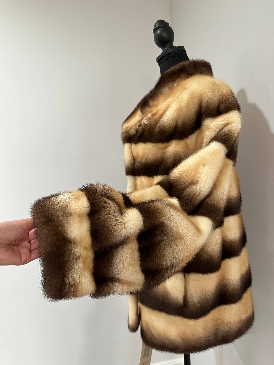 Real Mink FUR SIZE L jacket coat 1201094 genuine LUX FASHION NEW SALE Women
