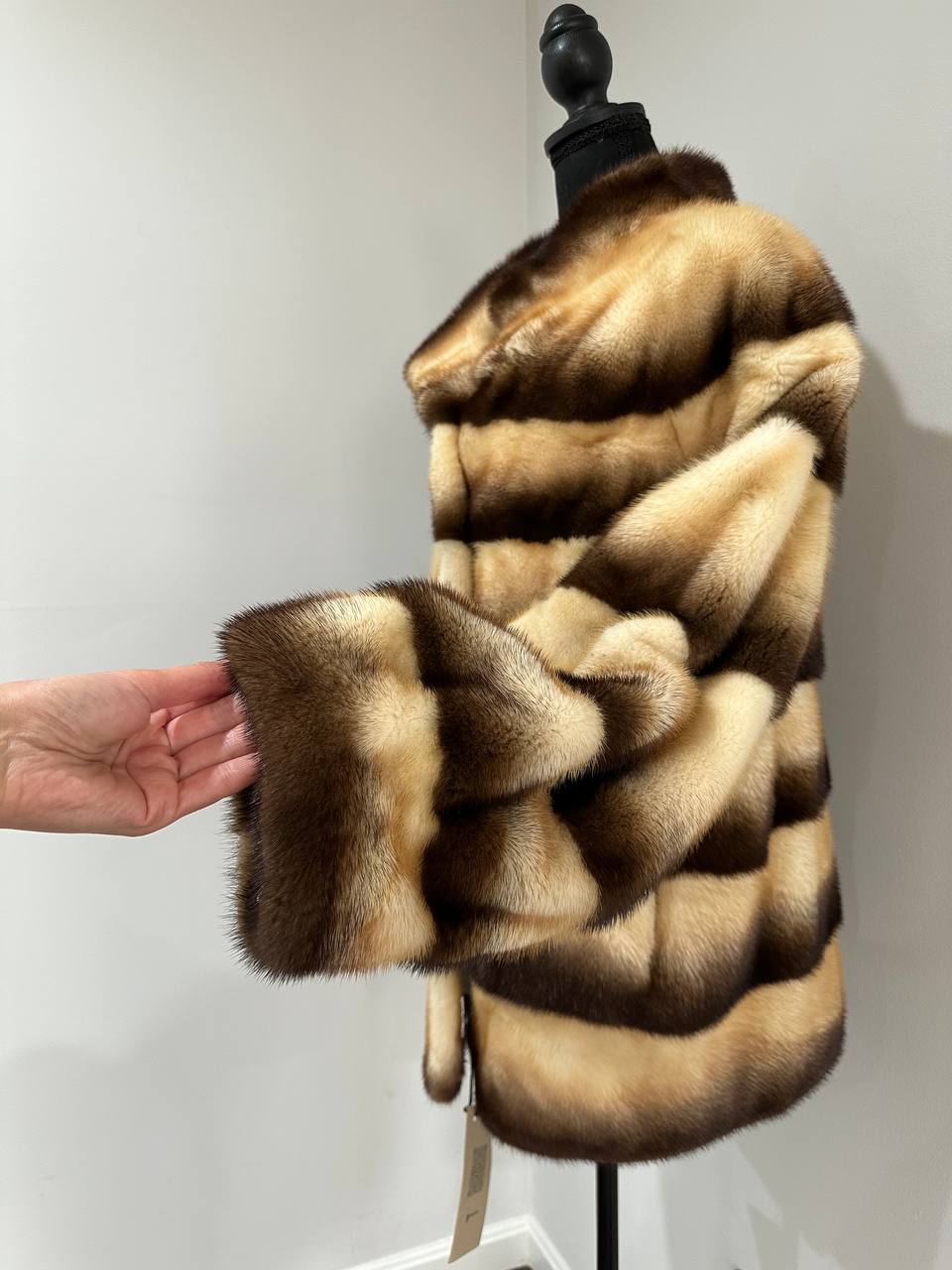 Real Mink FUR SIZE L jacket coat 1201094 genuine LUX FASHION NEW SALE Women