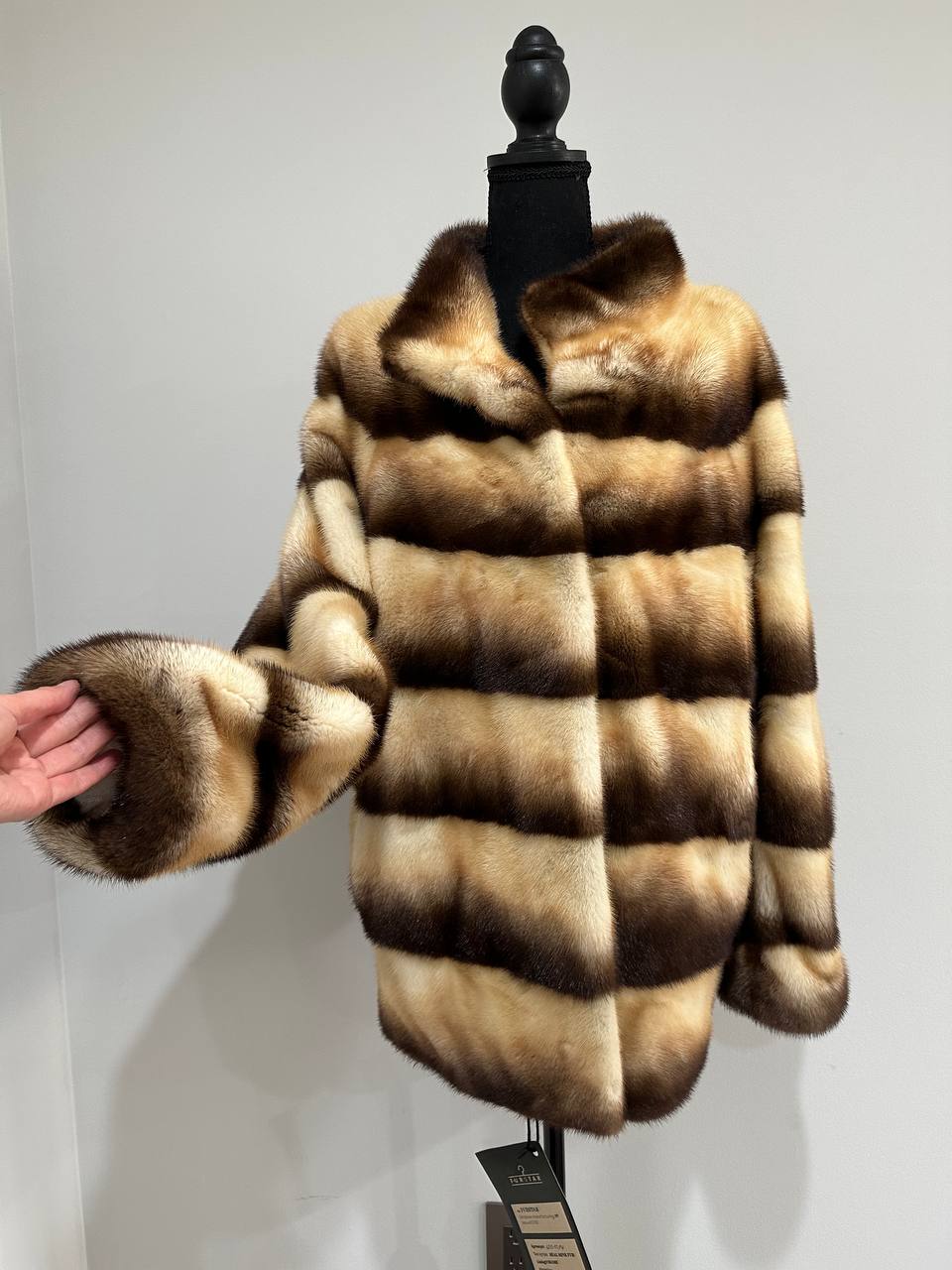 Real Mink FUR SIZE L jacket coat 1201094 genuine LUX FASHION NEW SALE Women