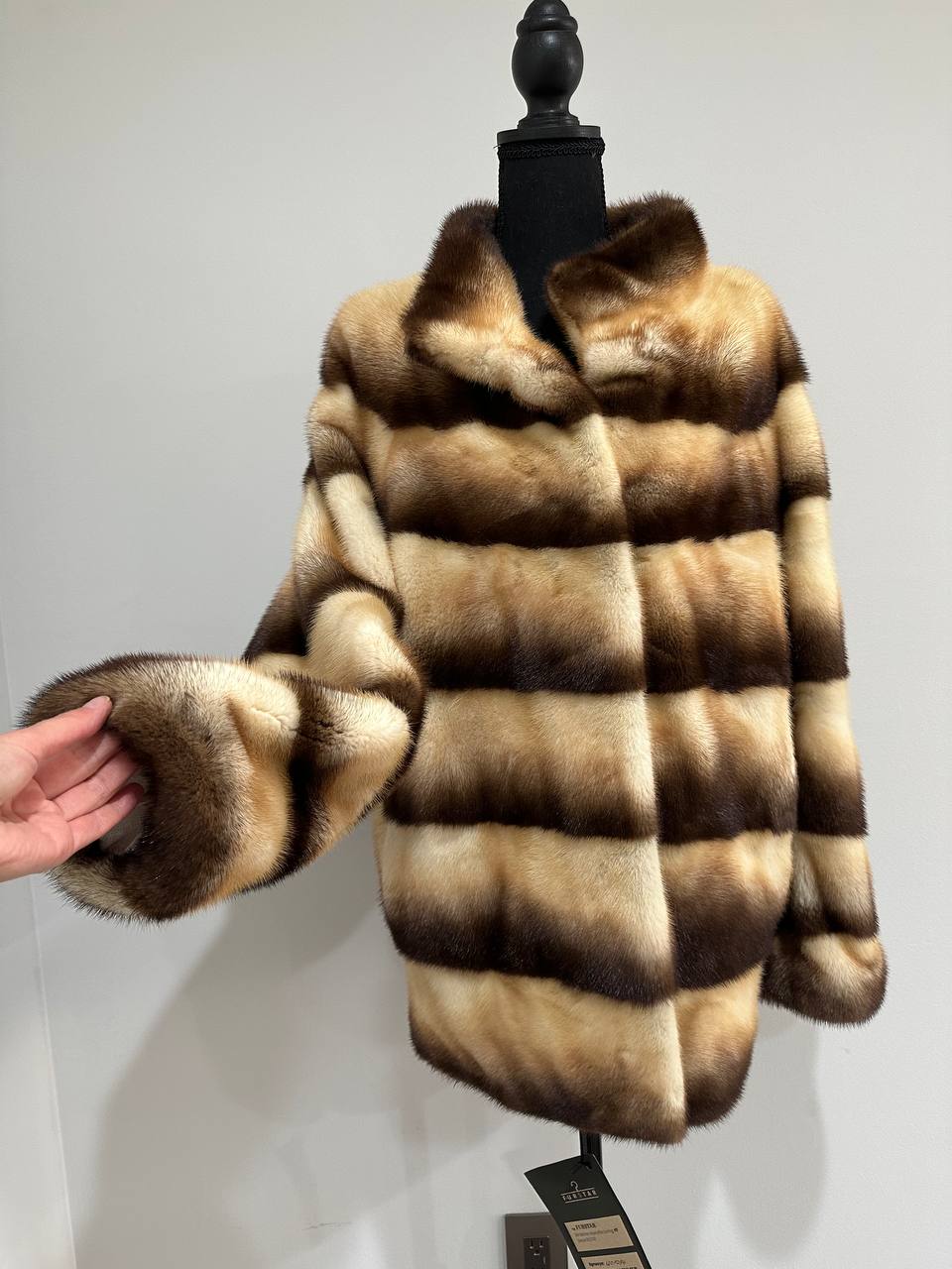 Real Mink FUR SIZE L jacket coat 1201094 genuine LUX FASHION NEW SALE Women