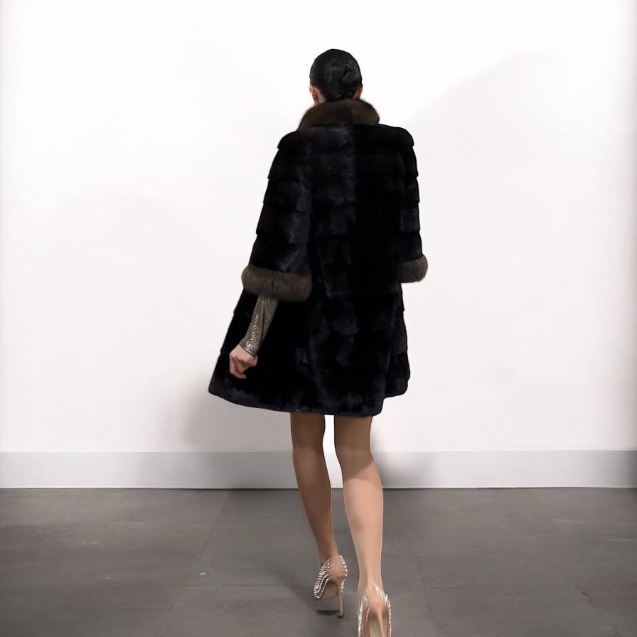 NEW REAL MINK SABLE FUR coat JACKET XS SIZE BROWN FULL SKIN 1201062 HORIZONTAL