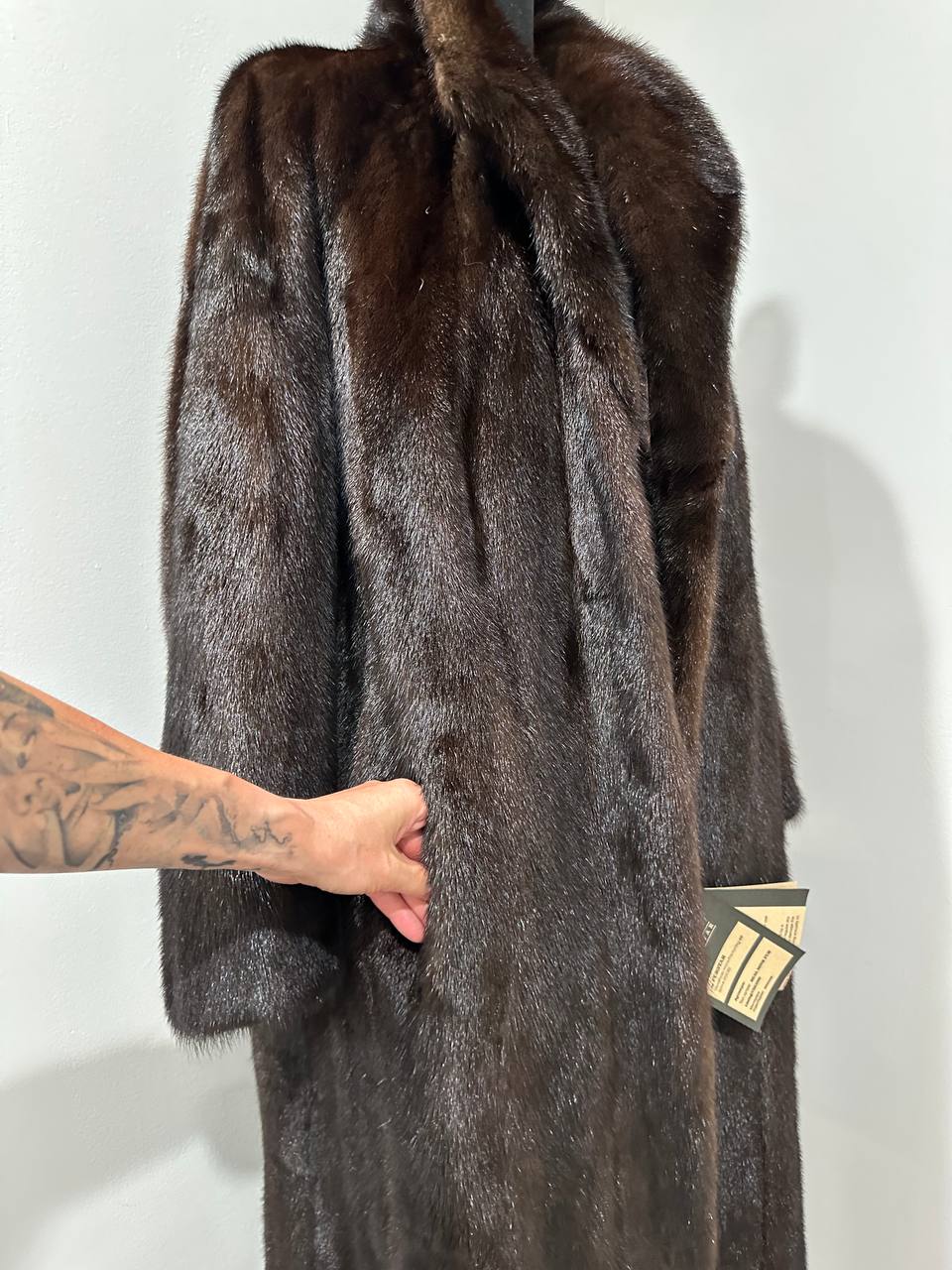 genuine real mink fur coat jacket 1109965 size XL new DARK BROWN color NEW 100%