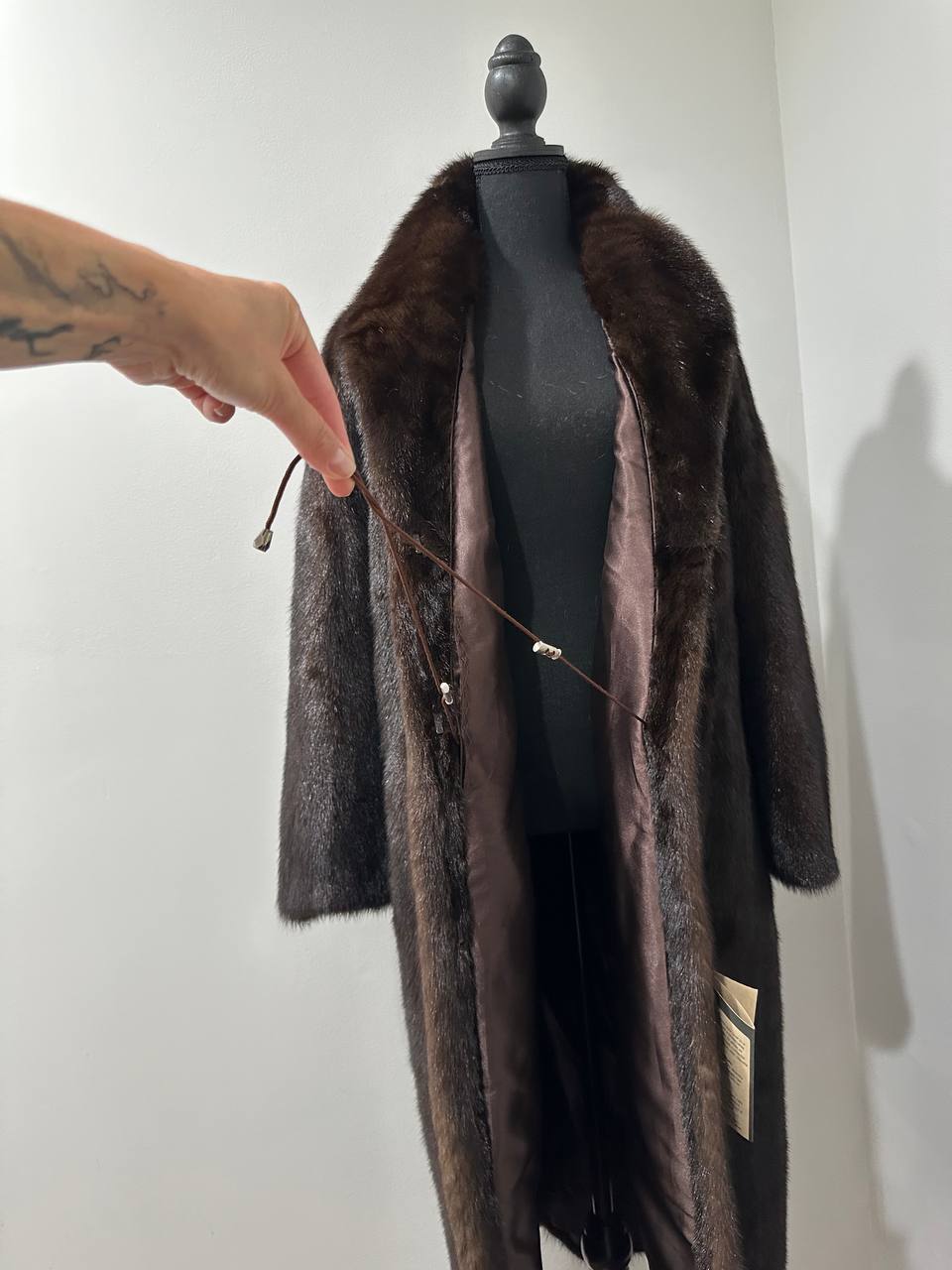 genuine real mink fur coat jacket 1109965 size XL new DARK BROWN color NEW 100%