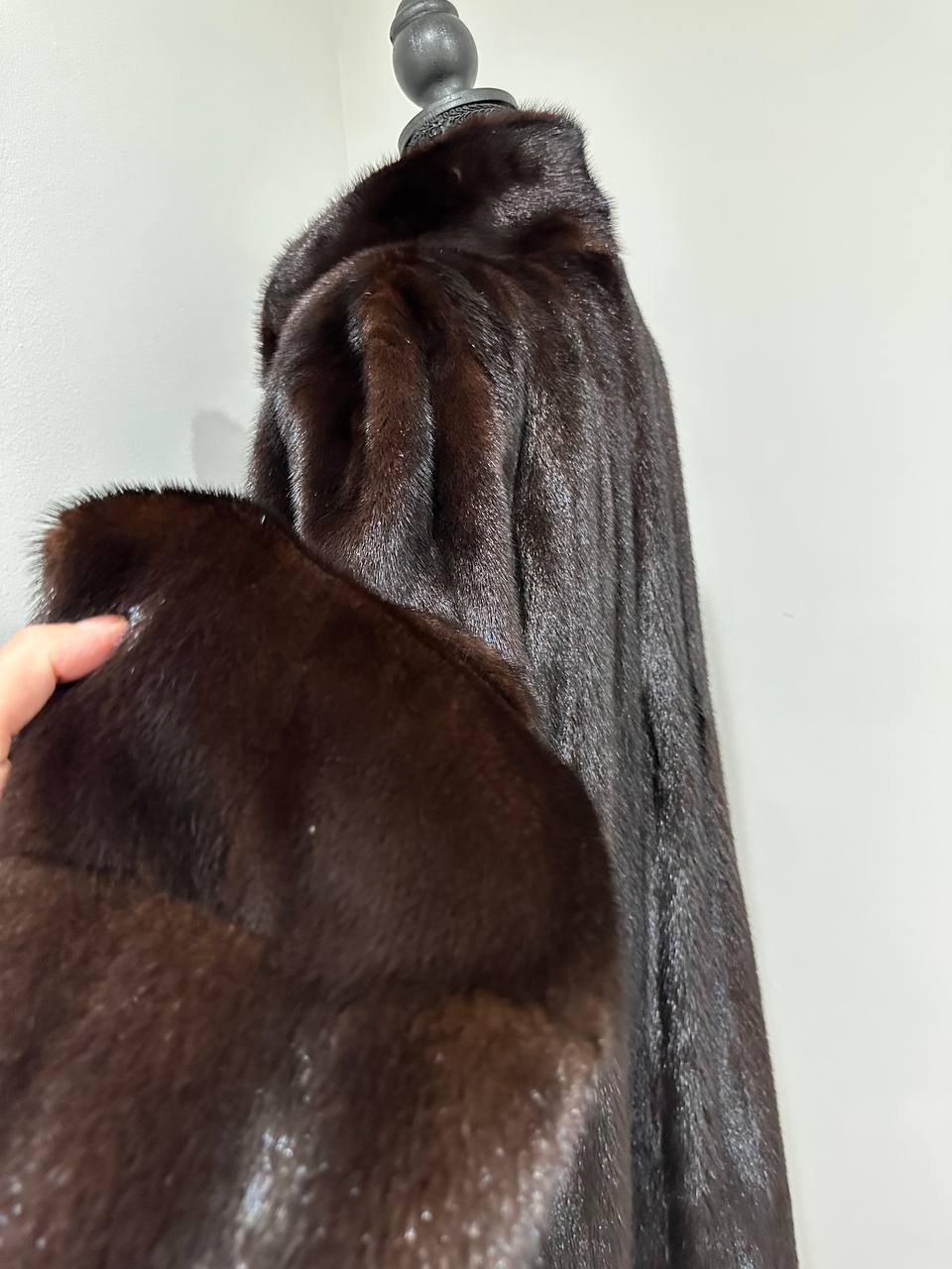 genuine real mink fur coat jacket 1201015 size XL new dark brown color