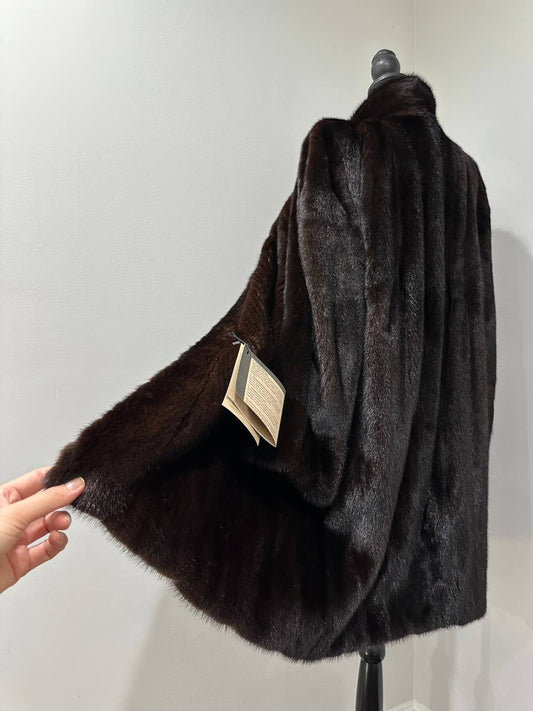genuine real mink fur coat jacket 1201015 size XL new dark brown color