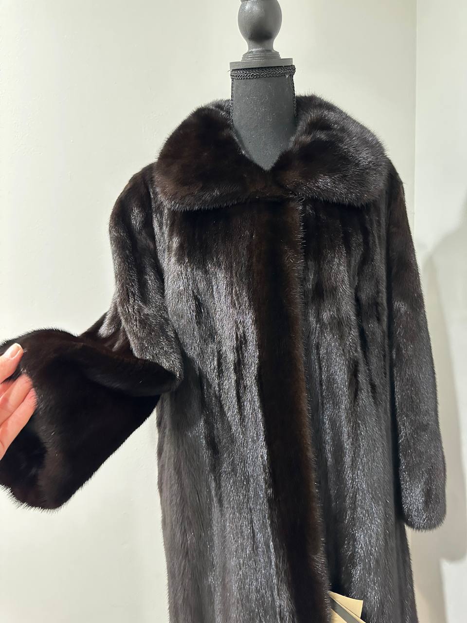 New 100% genuine real Mink Fur coat full length 1109831 size XL BLACK color
