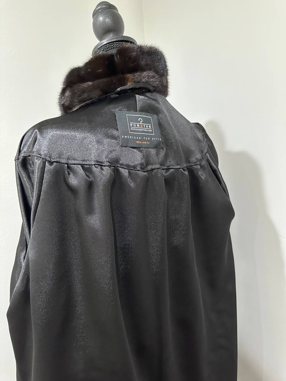 genuine real mink fur coat jacket 1109812 size XL new dark brown color