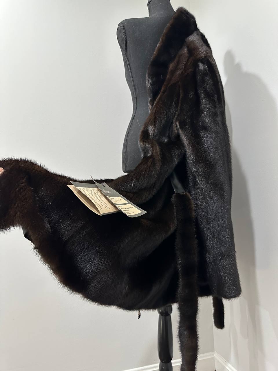 genuine real mink fur coat jacket 1109812 size XL new dark brown color