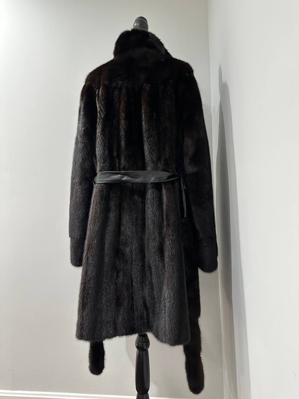 genuine real mink fur coat jacket 1109812 size XL new dark brown color