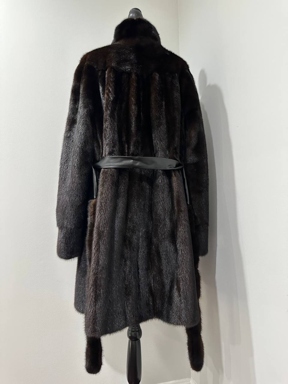 genuine real mink fur coat jacket 1109812 size XL new dark brown color