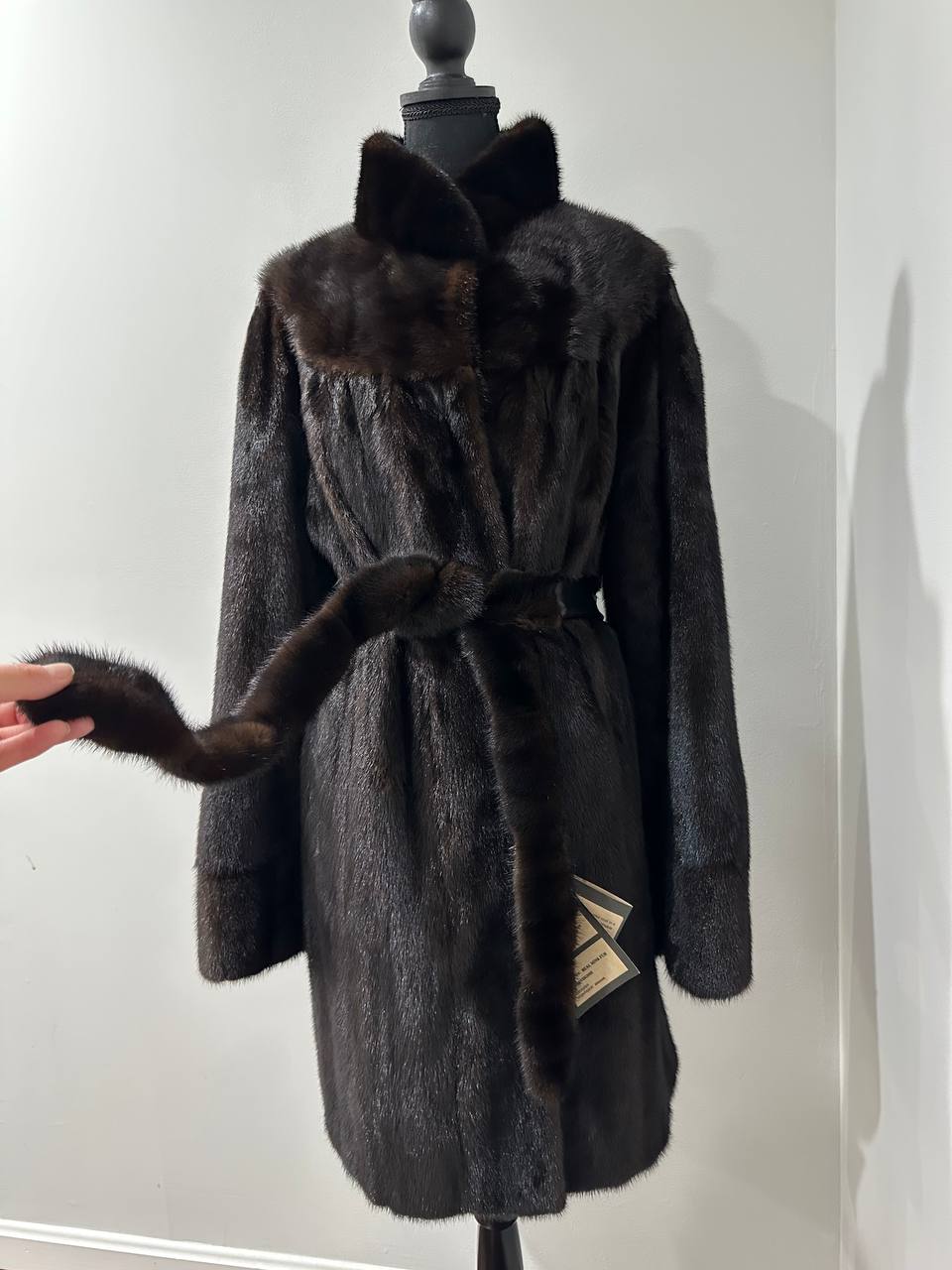 genuine real mink fur coat jacket 1109812 size XL new dark brown color