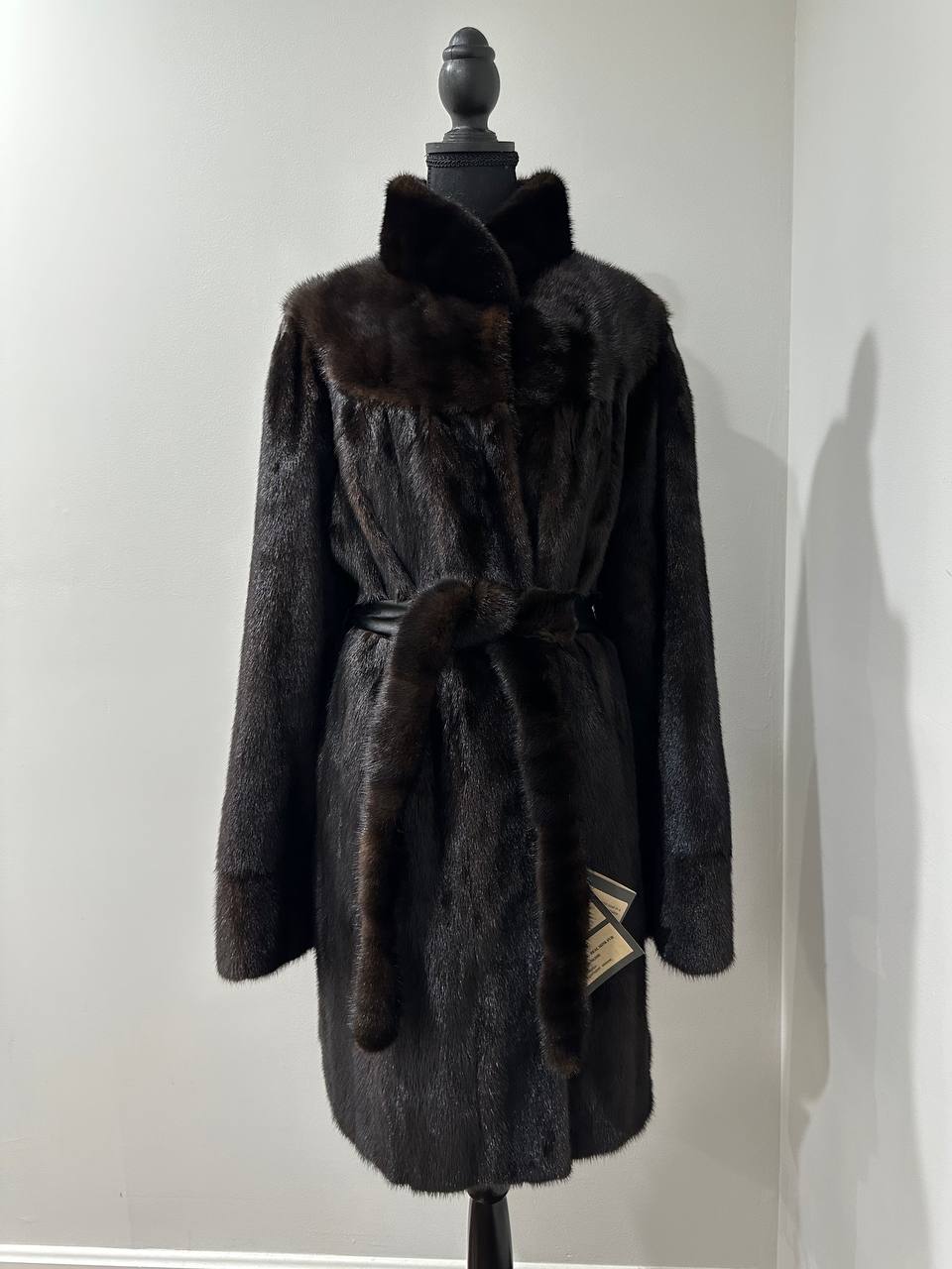 genuine real mink fur coat jacket 1109812 size XL new dark brown color