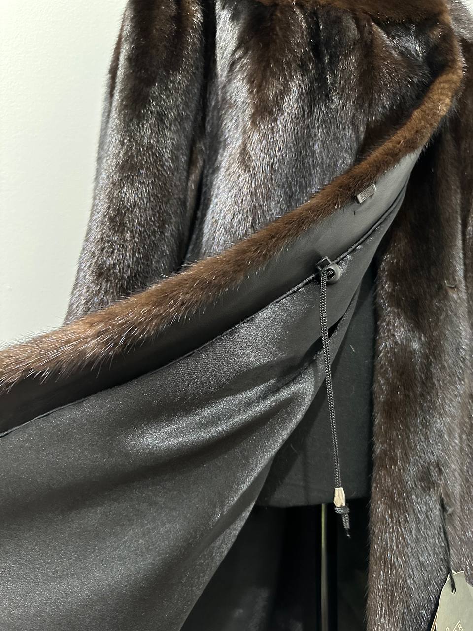 genuine real mink fur coat jacket 1109812 size XL new dark brown color