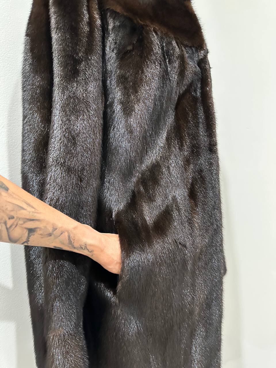 genuine real mink fur coat jacket 1109812 size XL new dark brown color