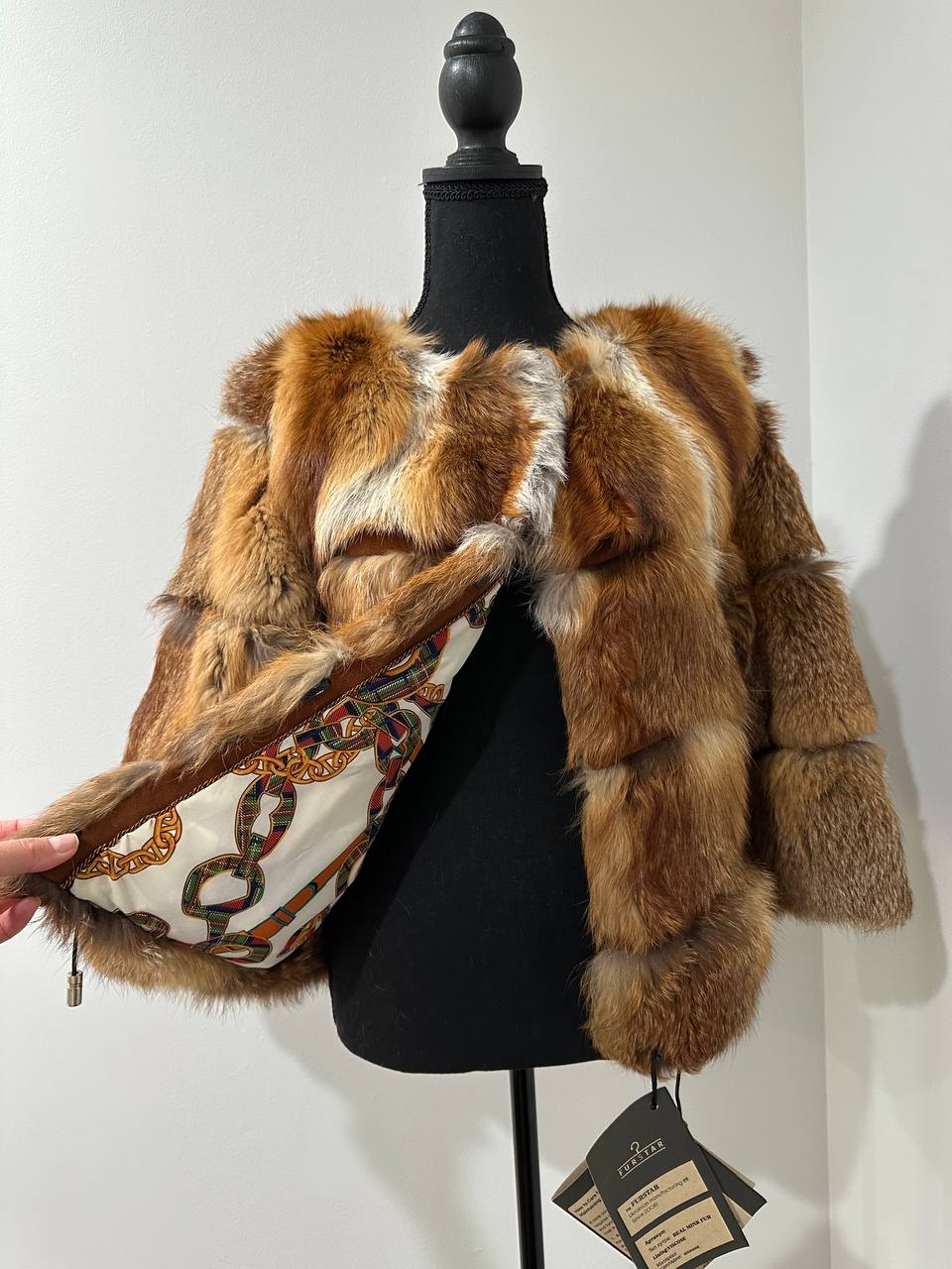 Women Real Red Fox natural 100% Fur short Coat Size XS 1109841 HORIZONTAL