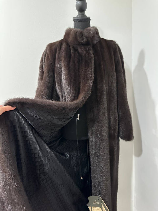 genuine real mink fur coat jacket 1201047 size XL NEW dark brown color STARDUST