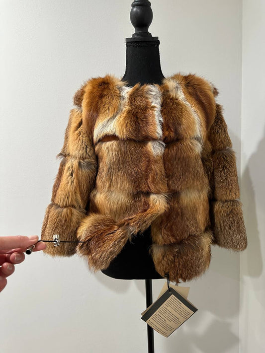 Women Real Red Fox natural 100% Fur short Coat Size XS 1109841 HORIZONTAL