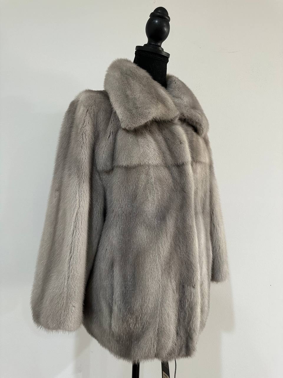 New Real Mink FUR Natural coat JACKET size M FULL SKIN 1201050 GREY bomber
