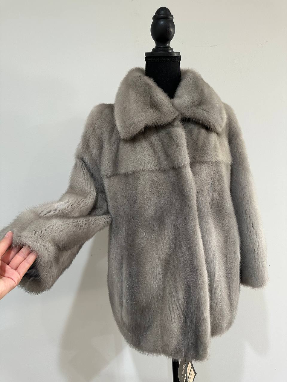 New Real Mink FUR Natural coat JACKET size M FULL SKIN 1201050 GREY bomber