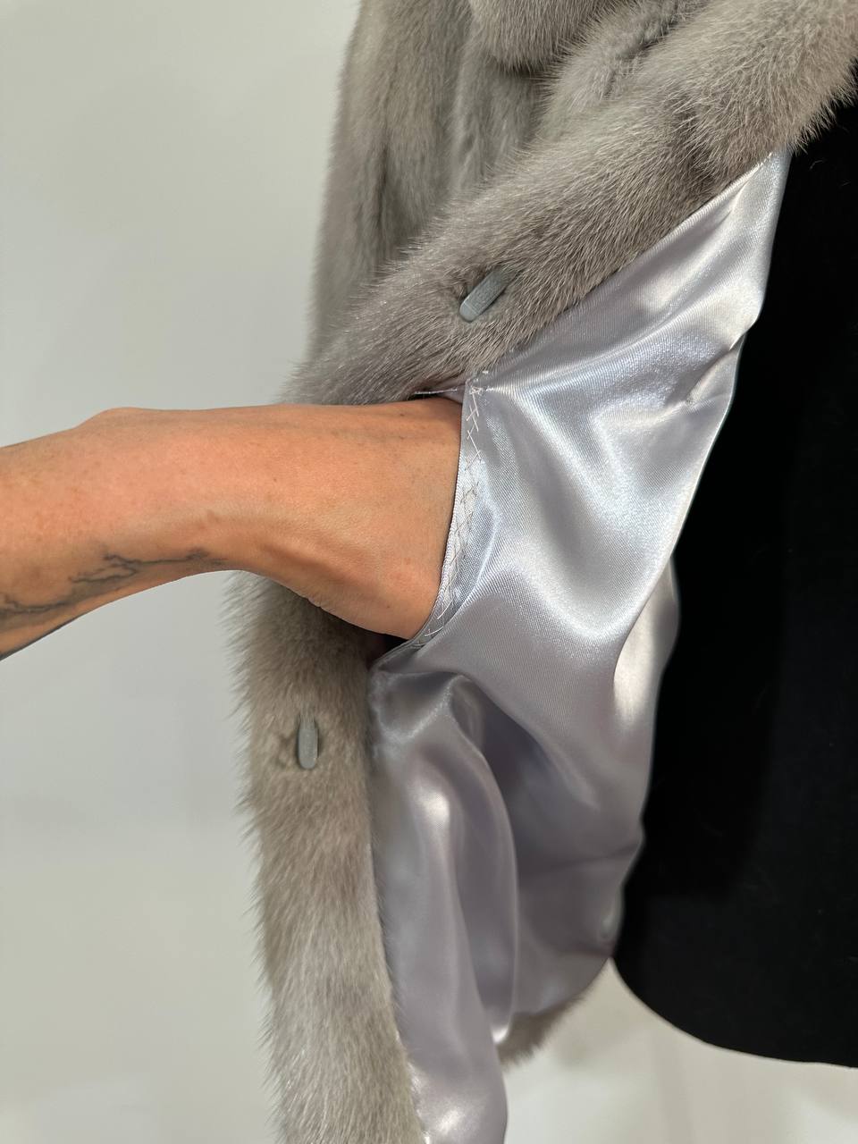New Real Mink FUR Natural coat JACKET size M FULL SKIN 1201050 GREY bomber