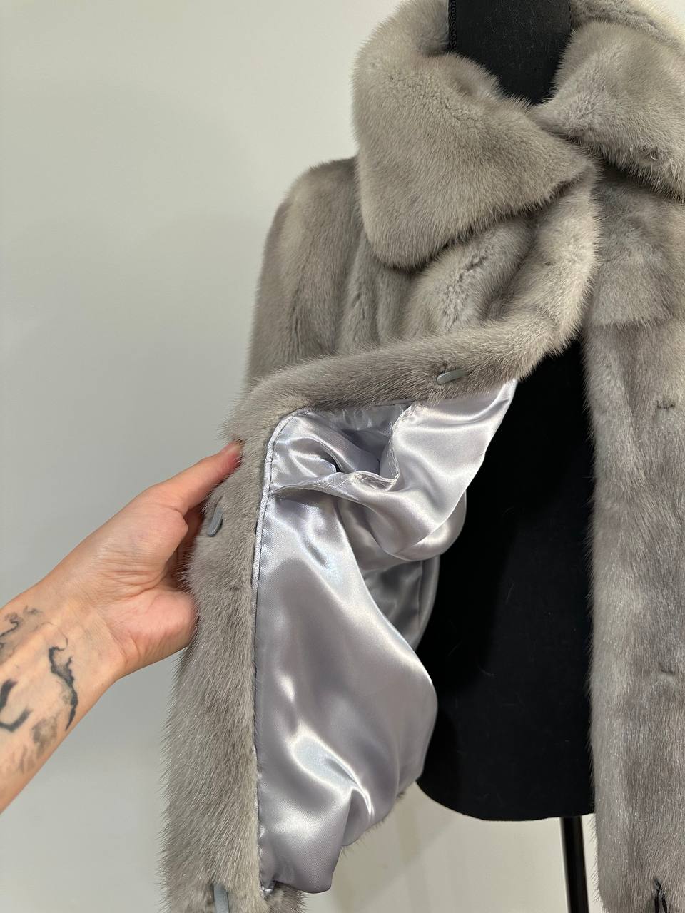 New Real Mink FUR Natural coat JACKET size M FULL SKIN 1201050 GREY bomber