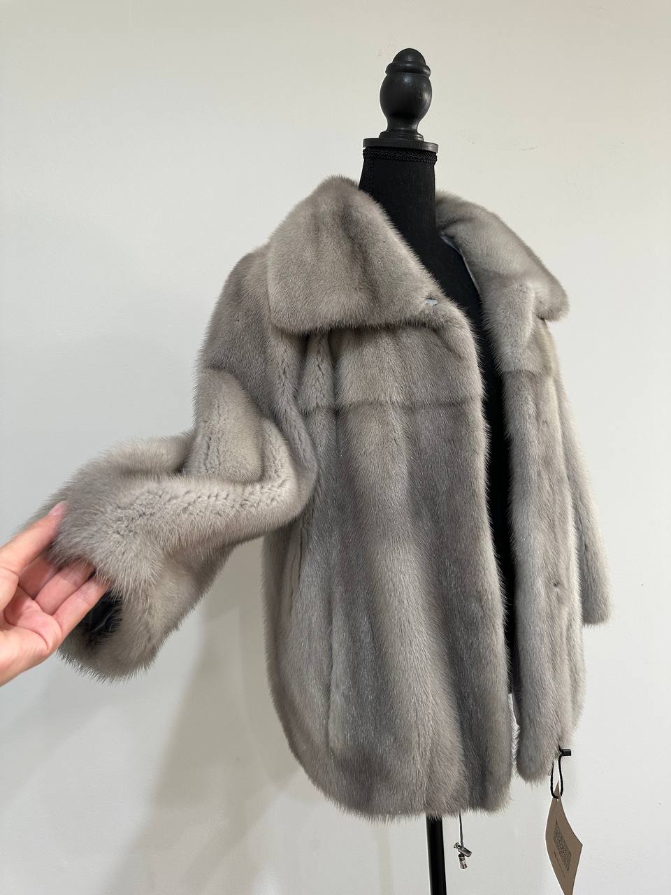 New Real Mink FUR Natural coat JACKET size M FULL SKIN 1201050 GREY bomber