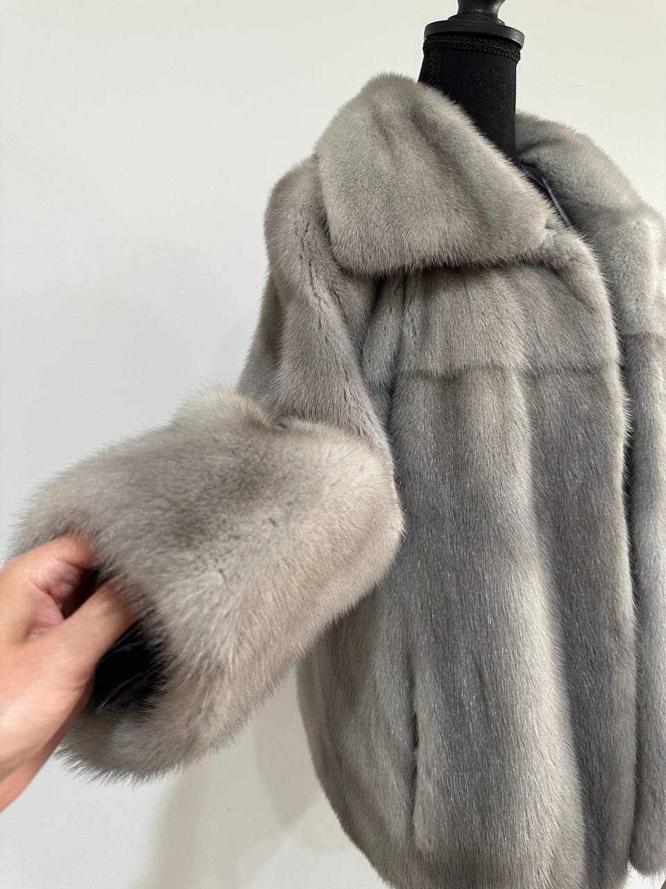 New Real Mink FUR Natural coat JACKET size M FULL SKIN 1201050 GREY bomber