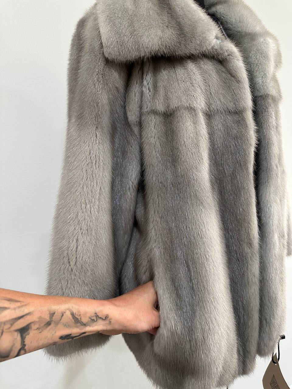 New Real Mink FUR Natural coat JACKET size M FULL SKIN 1201050 GREY bomber