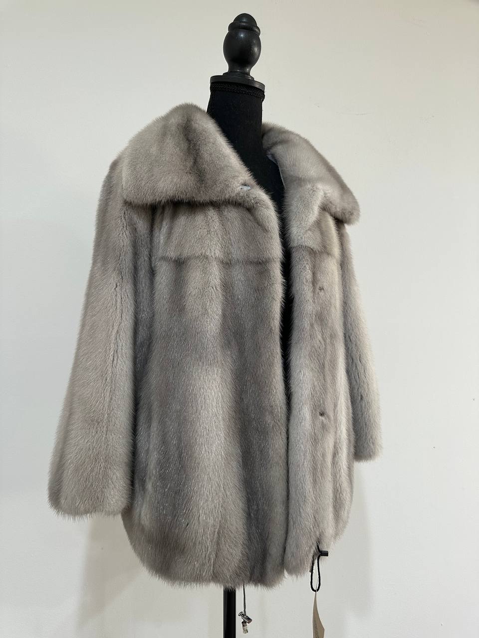 New Real Mink FUR Natural coat JACKET size M FULL SKIN 1201050 GREY bomber