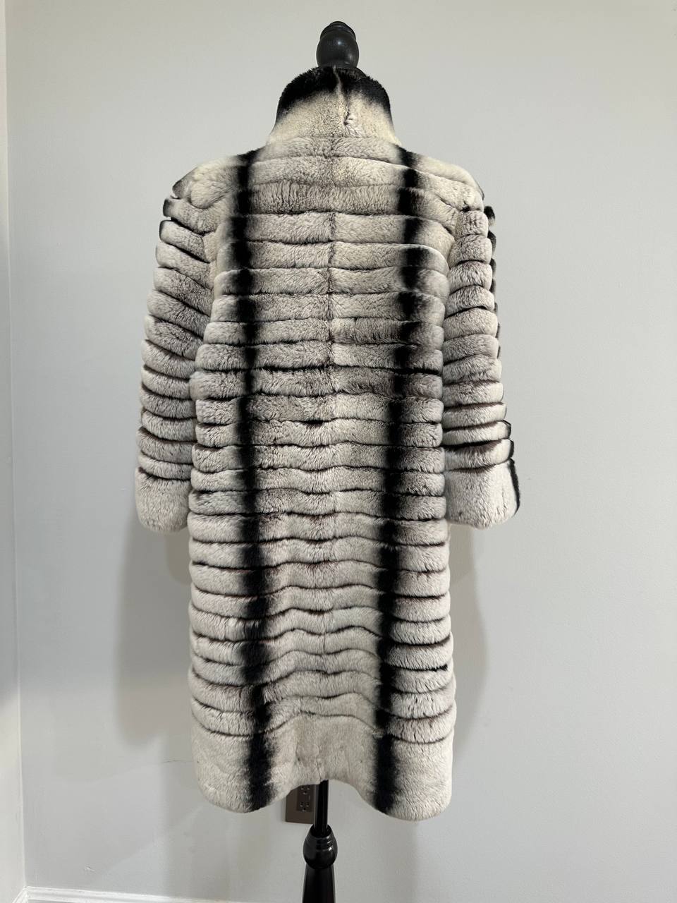 Womens Real FUR JACKET Rex Rabbit Coat Elegant Chinchilla Long size M women 1201108