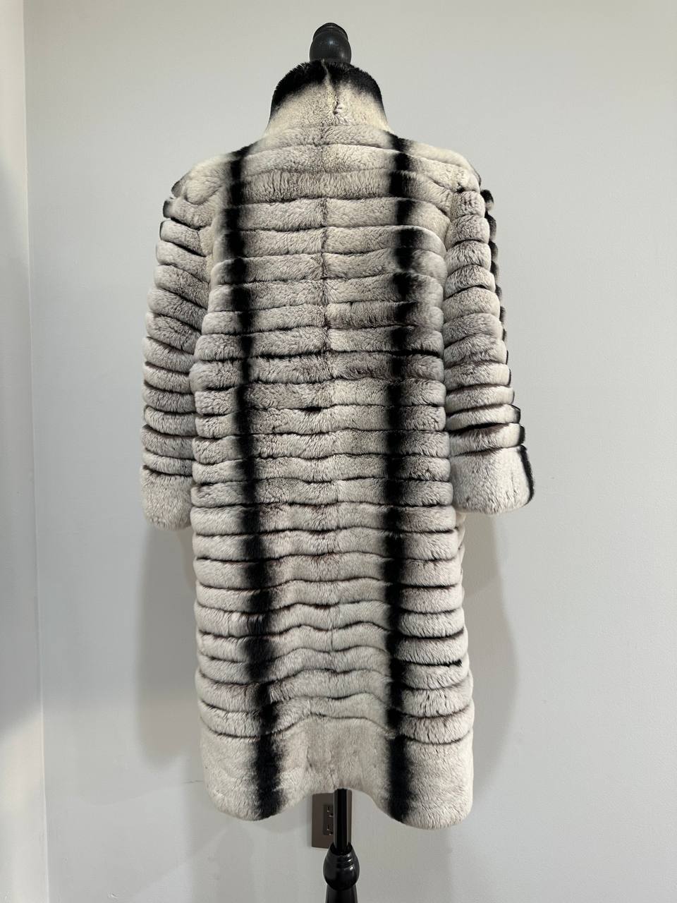 Womens Real FUR JACKET Rex Rabbit Coat Elegant Chinchilla Long size M women 1201108