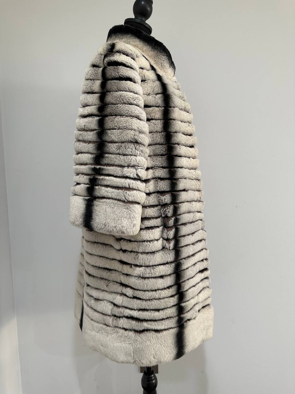Womens Real FUR JACKET Rex Rabbit Coat Elegant Chinchilla Long size M women 1201108