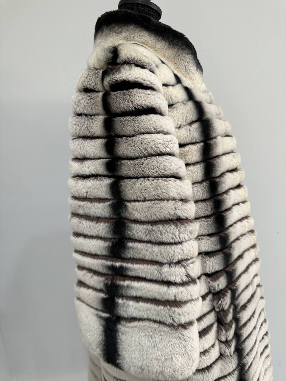 Womens Real FUR JACKET Rex Rabbit Coat Elegant Chinchilla Long size M women 1201108