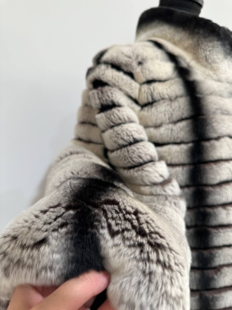 Womens Real FUR JACKET Rex Rabbit Coat Elegant Chinchilla Long size M women 1201108