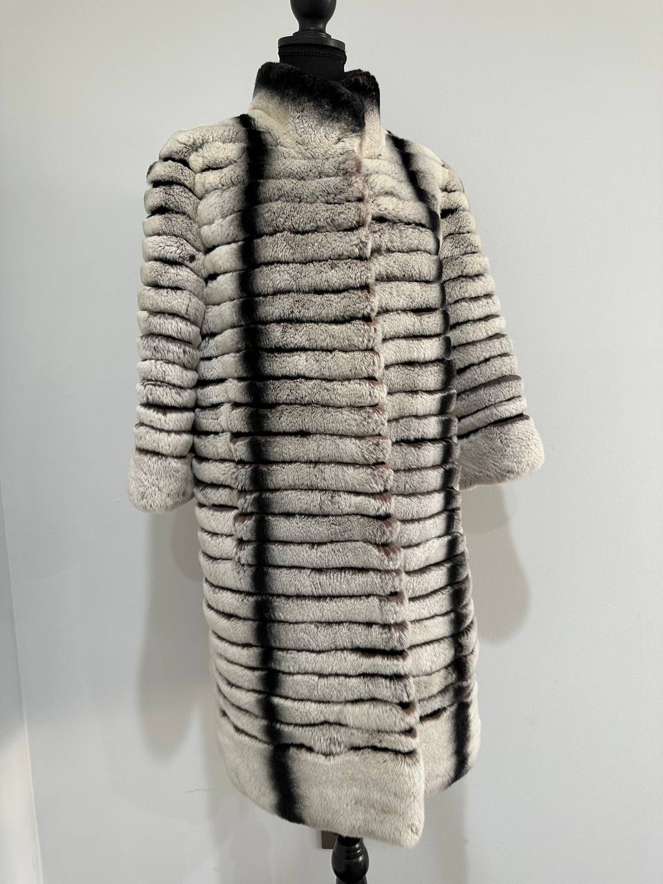 Womens Real FUR JACKET Rex Rabbit Coat Elegant Chinchilla Long size M women 1201108