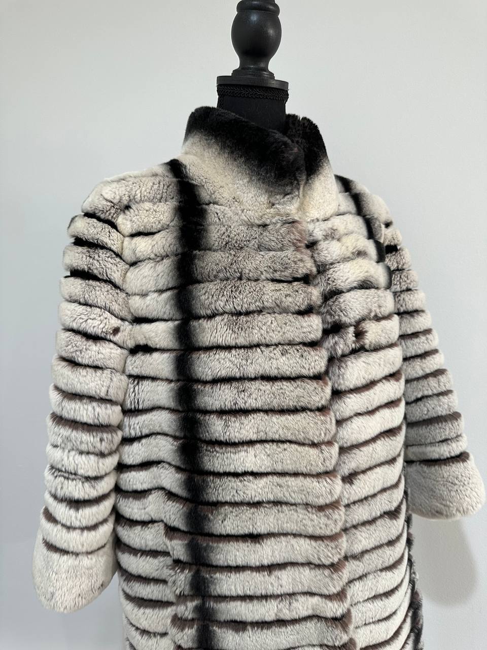 Womens Real FUR JACKET Rex Rabbit Coat Elegant Chinchilla Long size M women 1201108