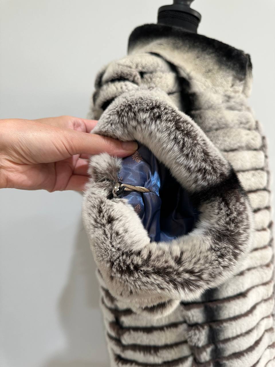 Womens Real FUR JACKET Rex Rabbit Coat Elegant Chinchilla Long size M women 1201108