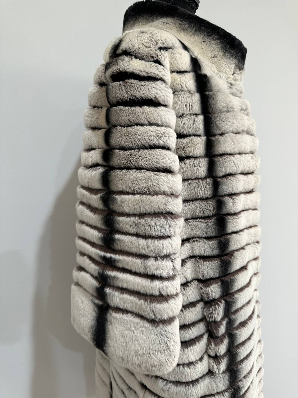 Womens Real FUR JACKET Rex Rabbit Coat Elegant Chinchilla Long size M women 1201108