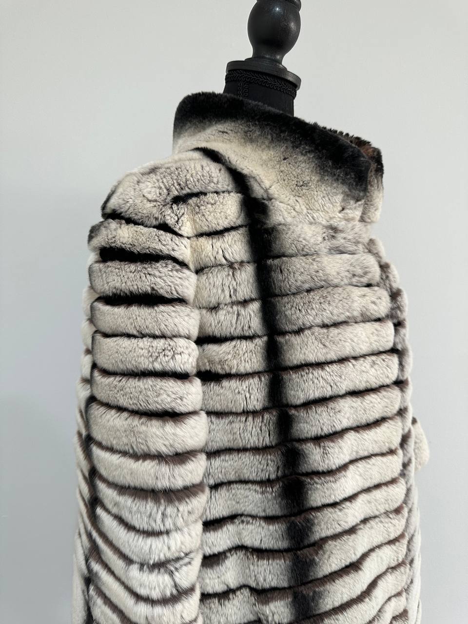 Womens Real FUR JACKET Rex Rabbit Coat Elegant Chinchilla Long size M women 1201108