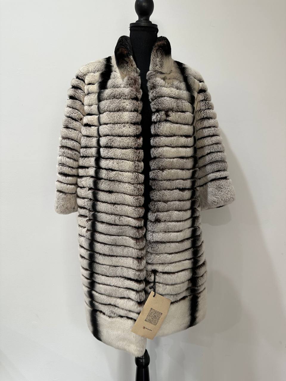 Womens Real FUR JACKET Rex Rabbit Coat Elegant Chinchilla Long size M women 1201108
