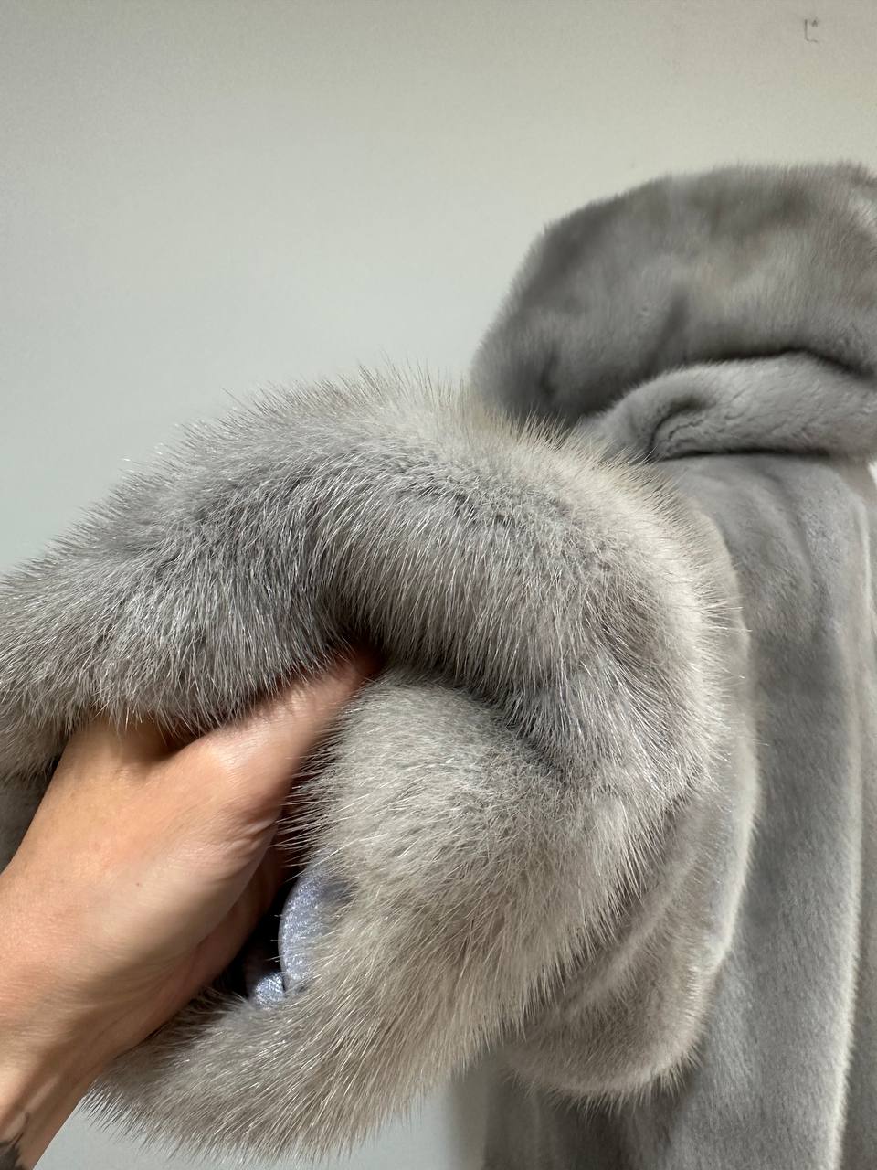 New mink BOMBER coat JACKET size L LARGE REAL GRAY FULL SKIN mink 1201117 with HOOD
