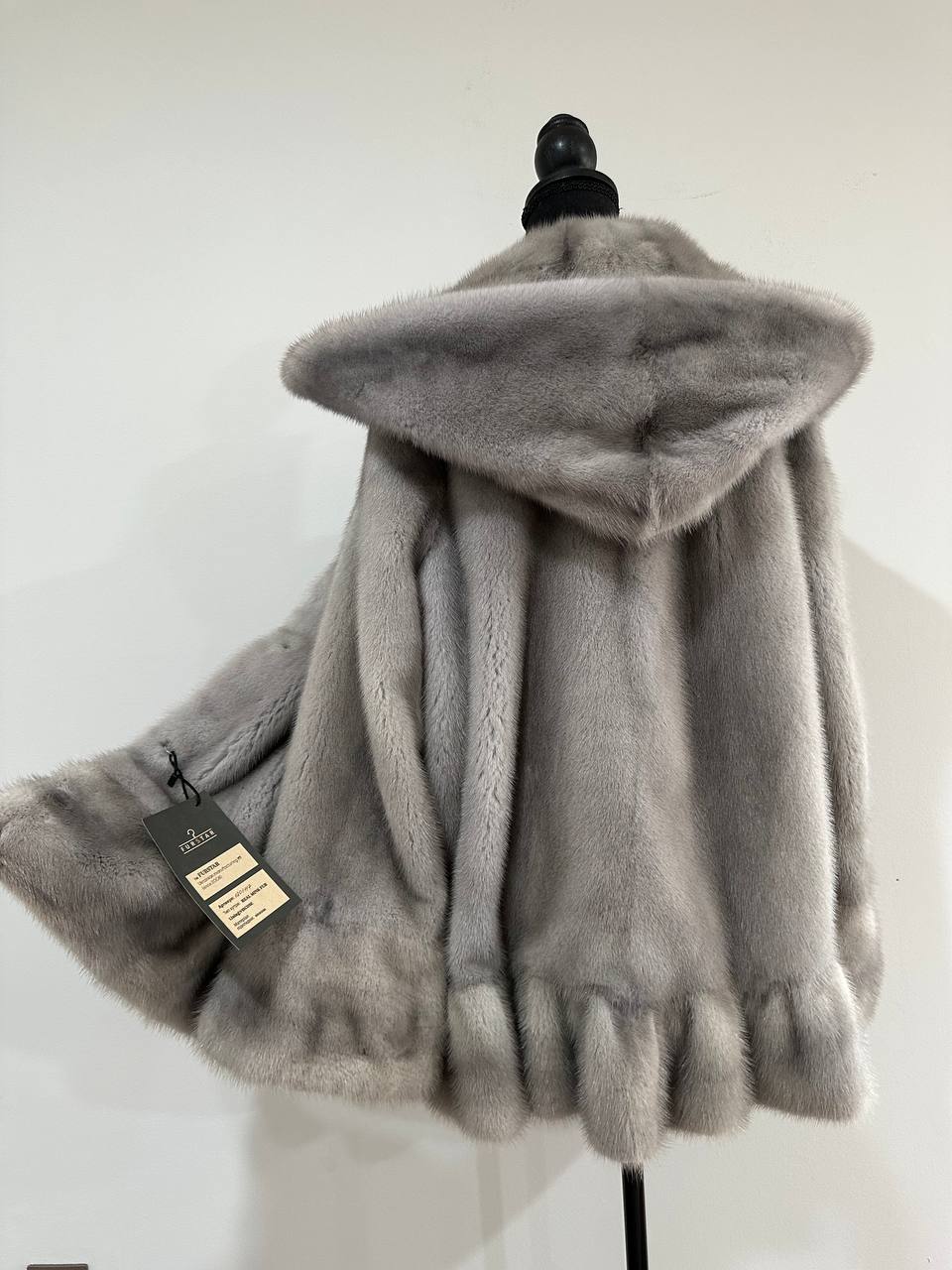 New mink BOMBER coat JACKET size L LARGE REAL GRAY FULL SKIN mink 1201117 with HOOD