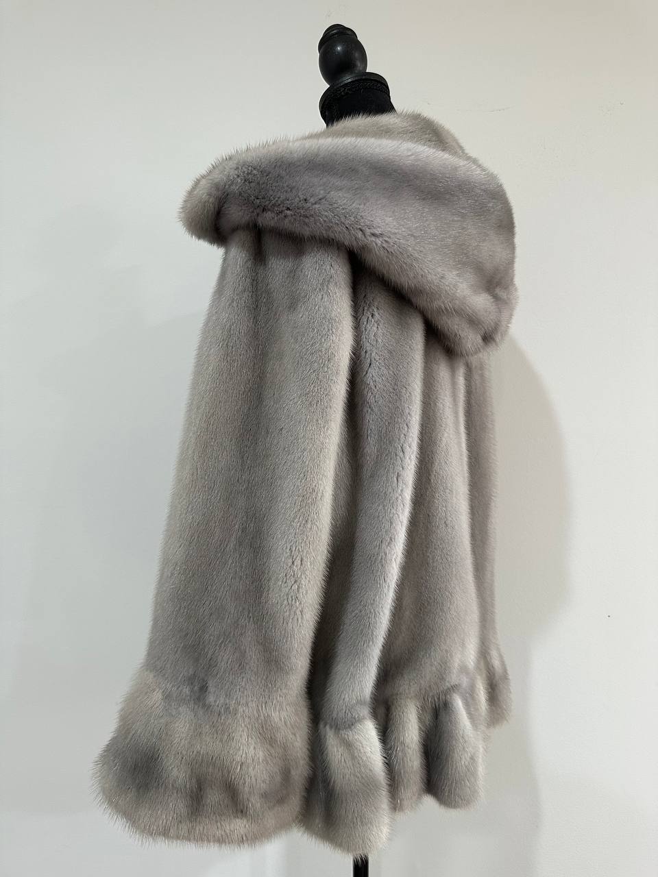 New mink BOMBER coat JACKET size L LARGE REAL GRAY FULL SKIN mink 1201117 with HOOD