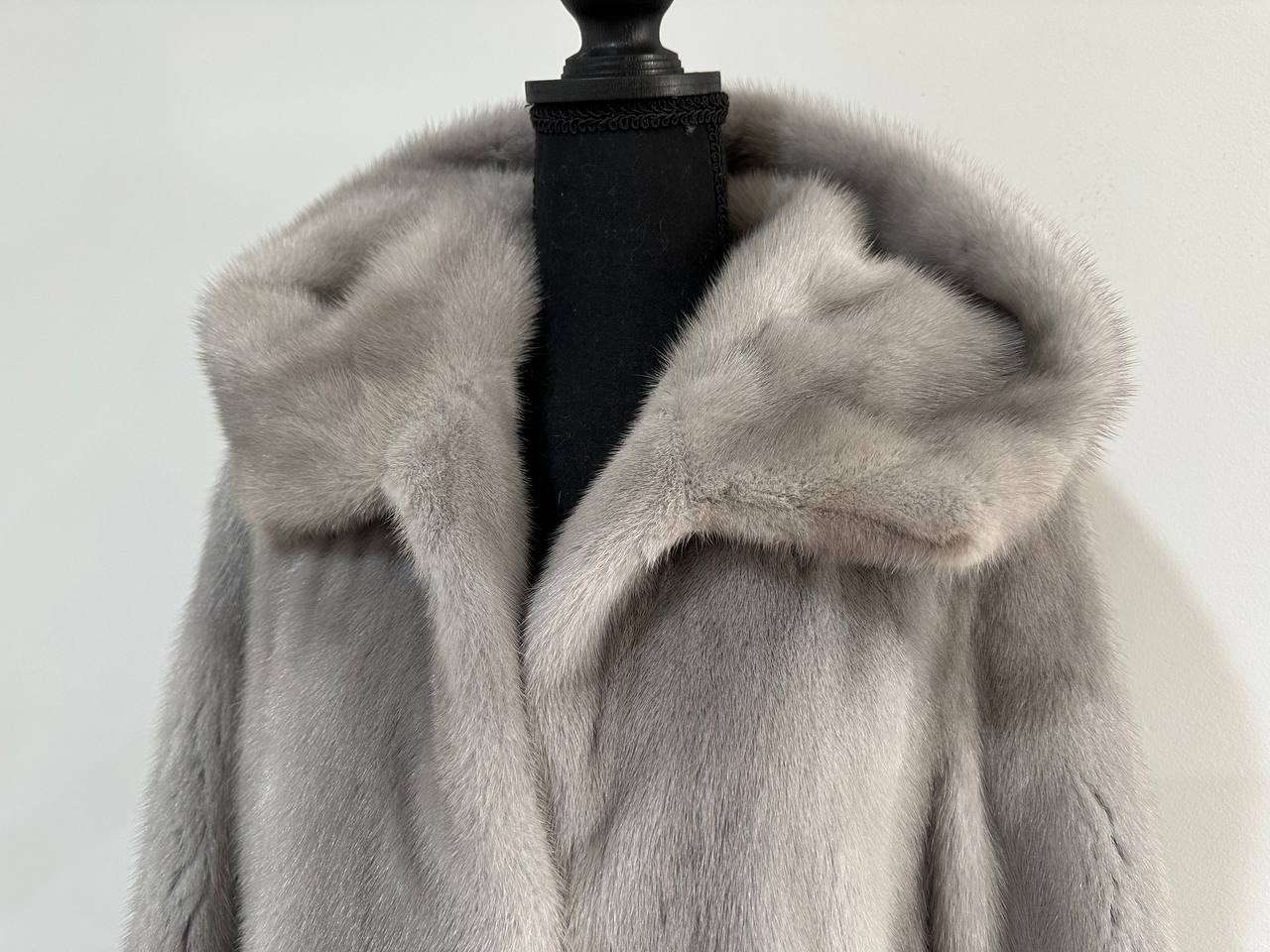 New mink BOMBER coat JACKET size L LARGE REAL GRAY FULL SKIN mink 1201117 with HOOD