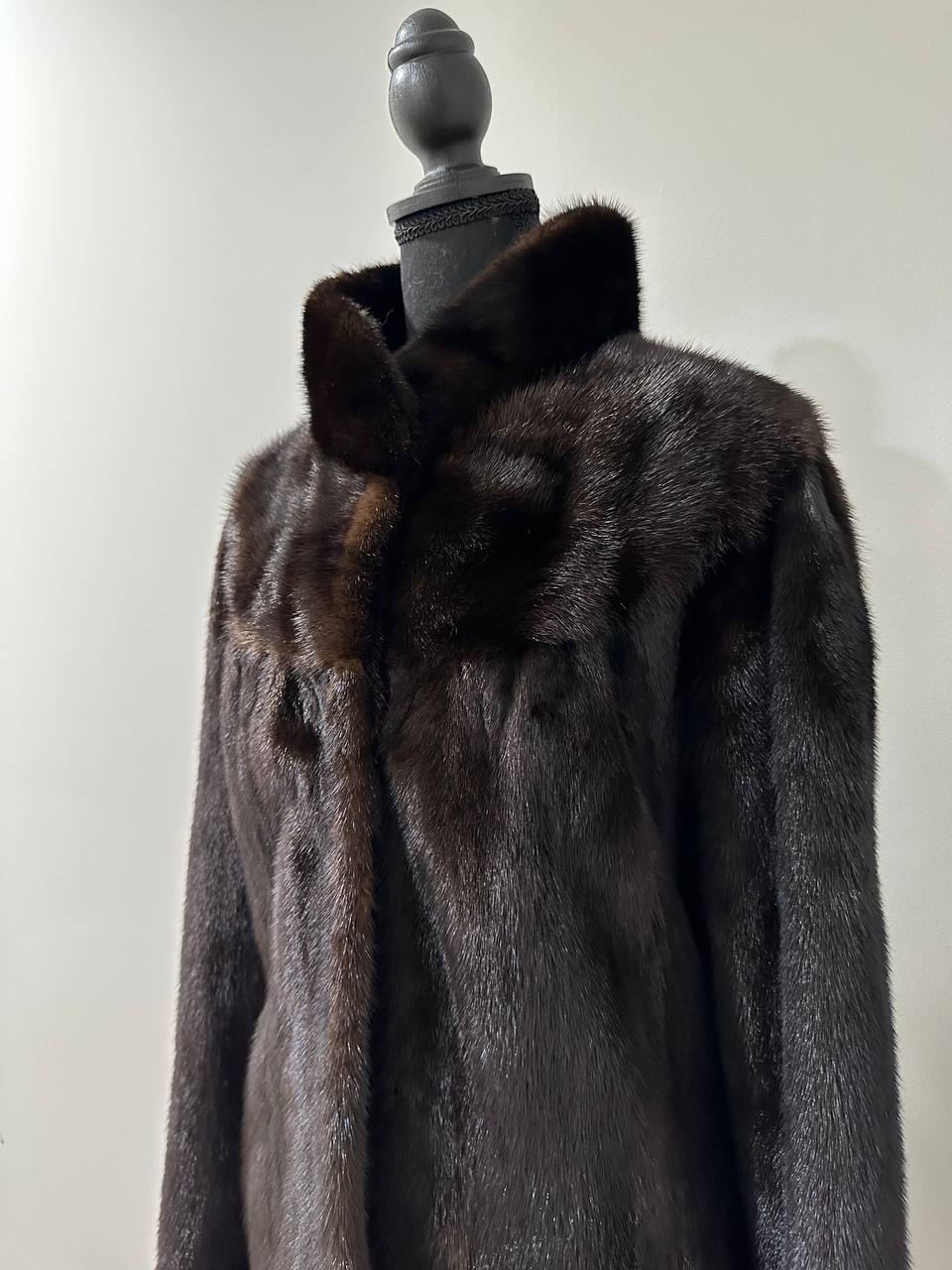 genuine real mink fur coat jacket 1109812 size XL new dark brown color