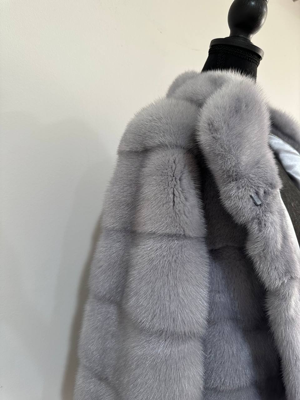 GENUINE MINK NEW REAL FUR coat Jacket GREY color SUPER size S women 1201102
