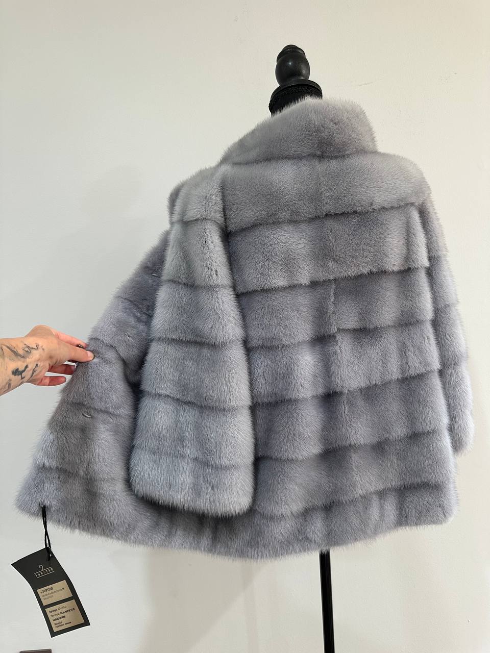 GENUINE MINK NEW REAL FUR coat Jacket GREY color SUPER size S women 1201102